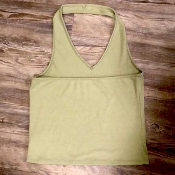 American Eagle Green Ribbed Halter Tank Top Size Large - Picture 3 of 11